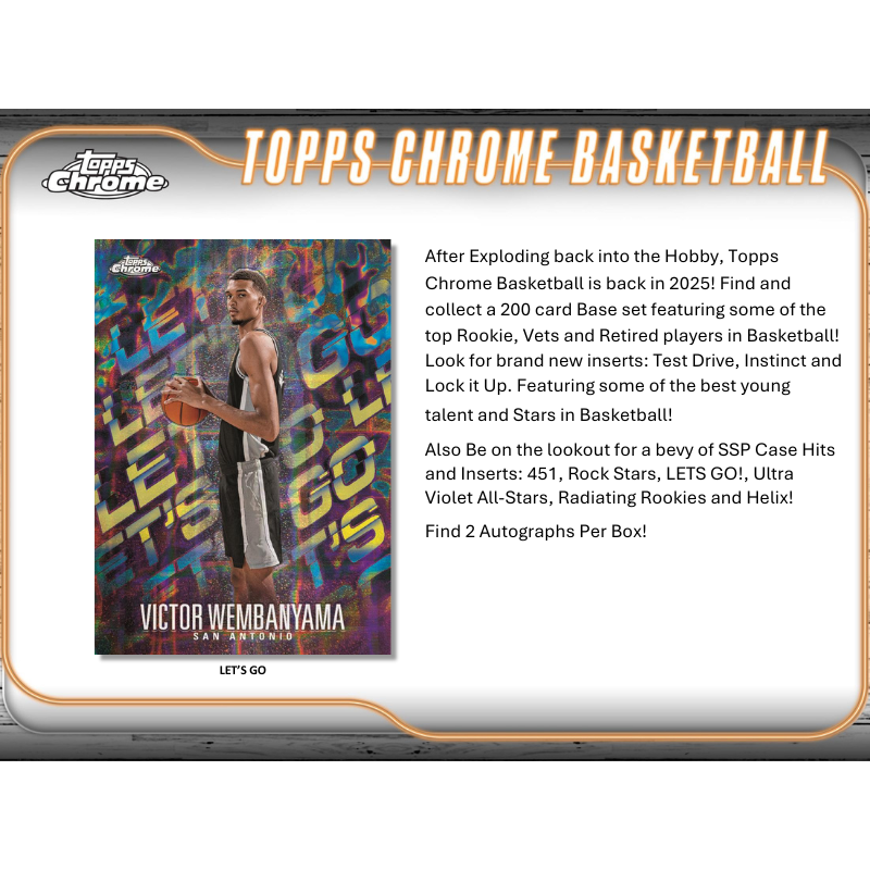 2024/25 Topps Chrome Basketball Hobby 12 Box Case